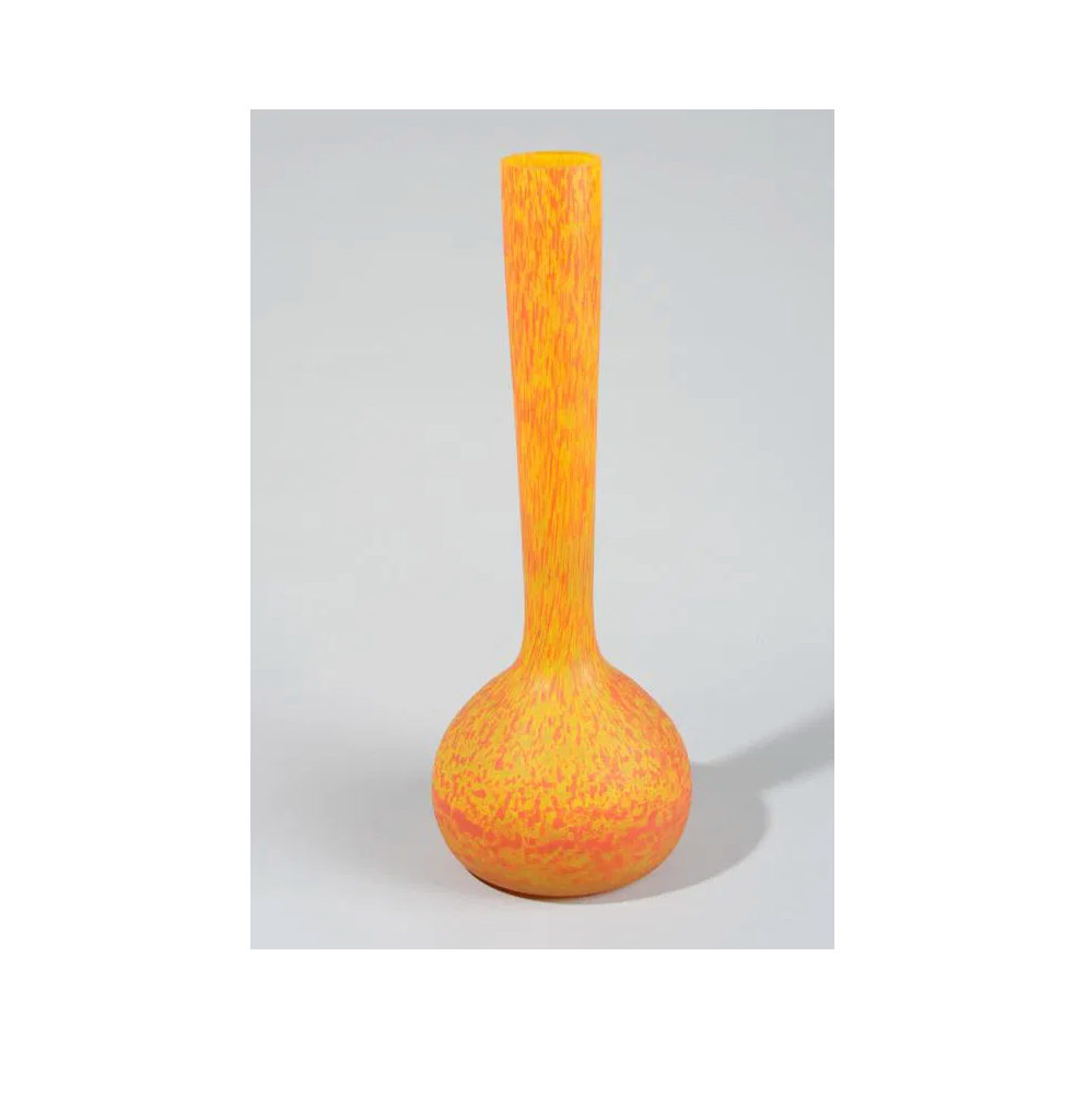 Antique  Art Glass Long Neck Vase Signed Andre Delatte | Work of Man