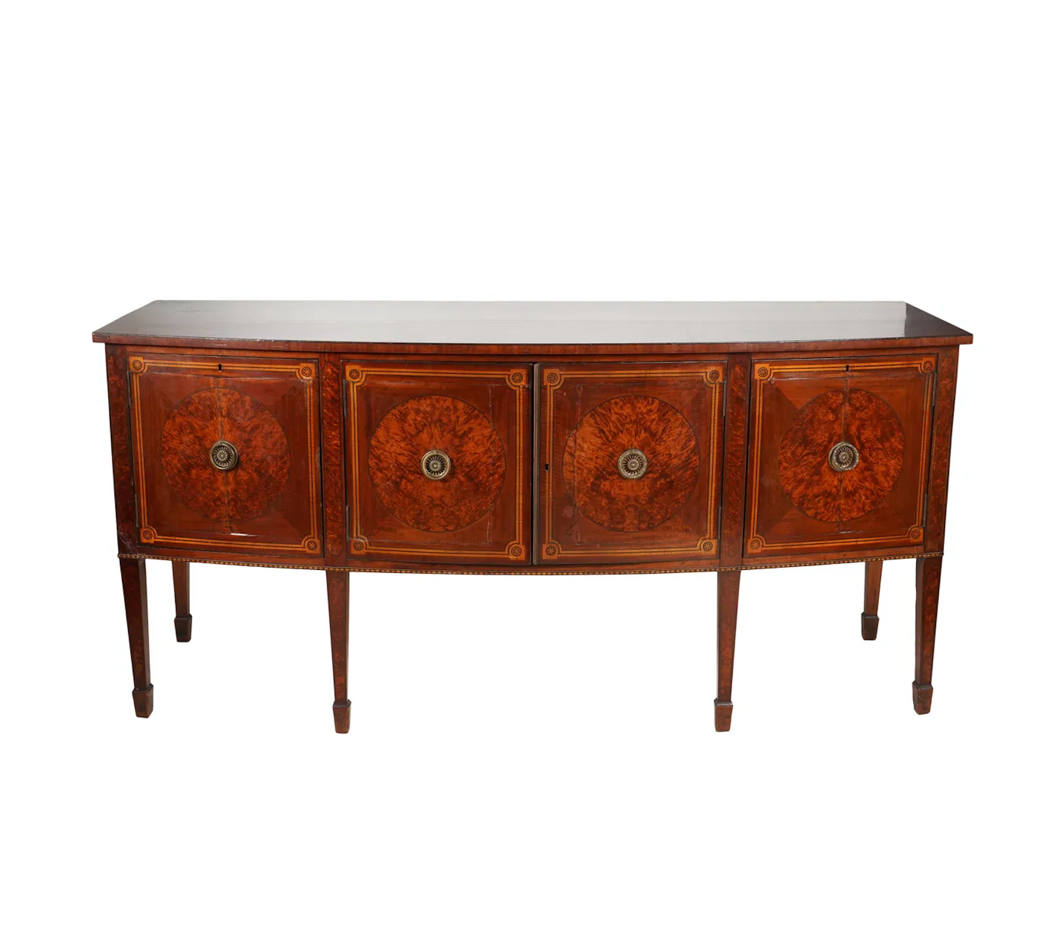 Late 18th C American Federal Hepplewhite Bowfront Mahogany Sideboard | Work of Man