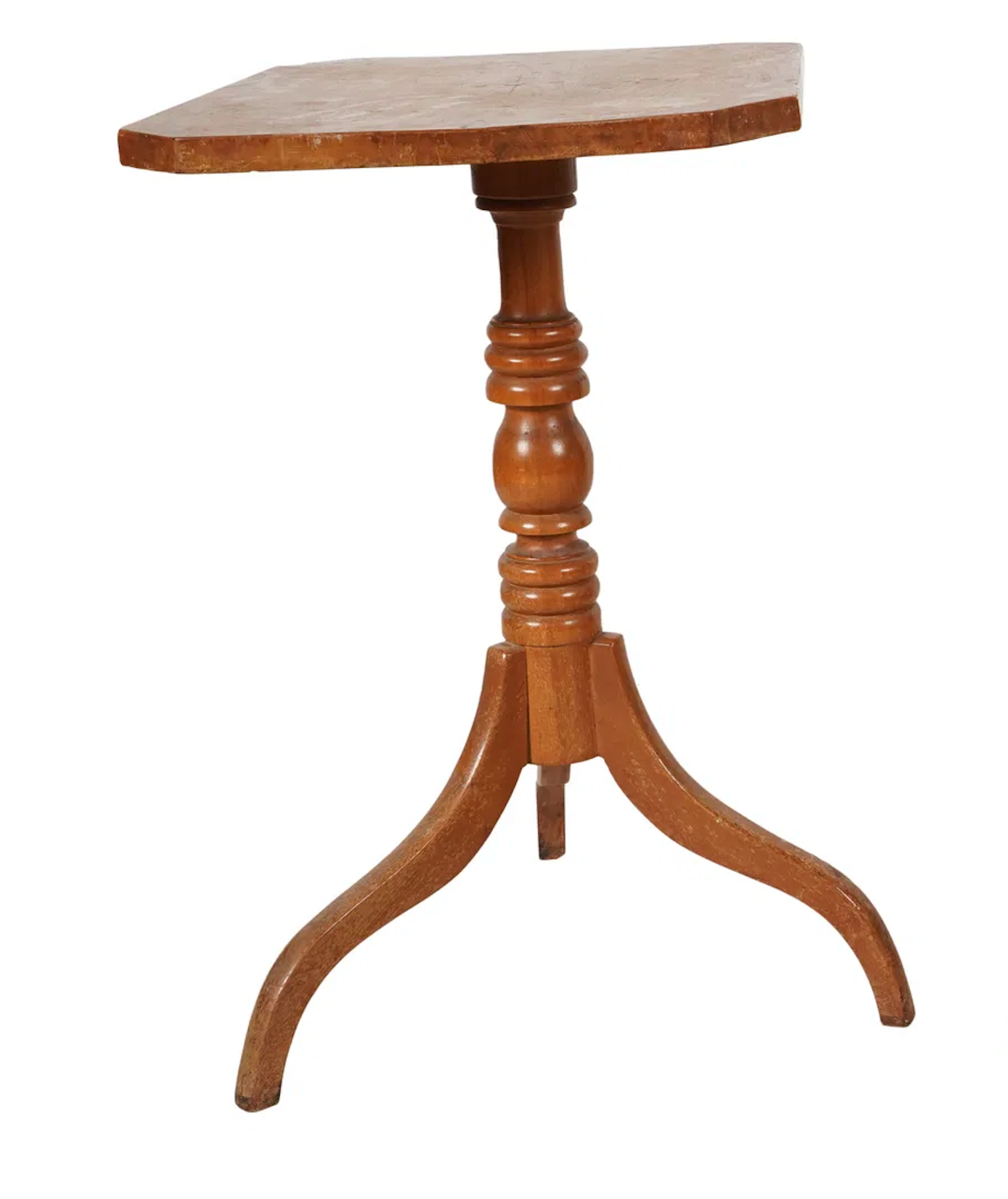 Antique 18th Century American Federal Fruitwood Candle Stand | Work of Man