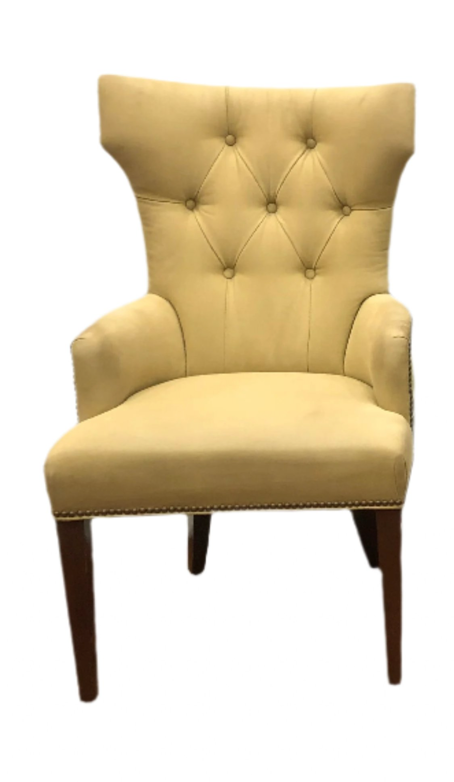 AF2-066: Pair of Grace Home Upholstered Wing Chair Dining Chairs - Late 20th Century