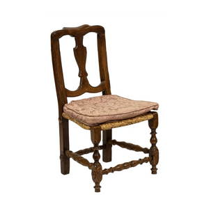 AF2-277: Antique Early 19th Century French Provincial Walnut Childs Chair With Rush Seat