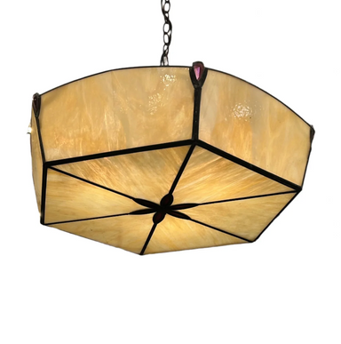 Late 20th Century Stained Glass Ceiling Pendant Amethyst Jewels | Work of Man