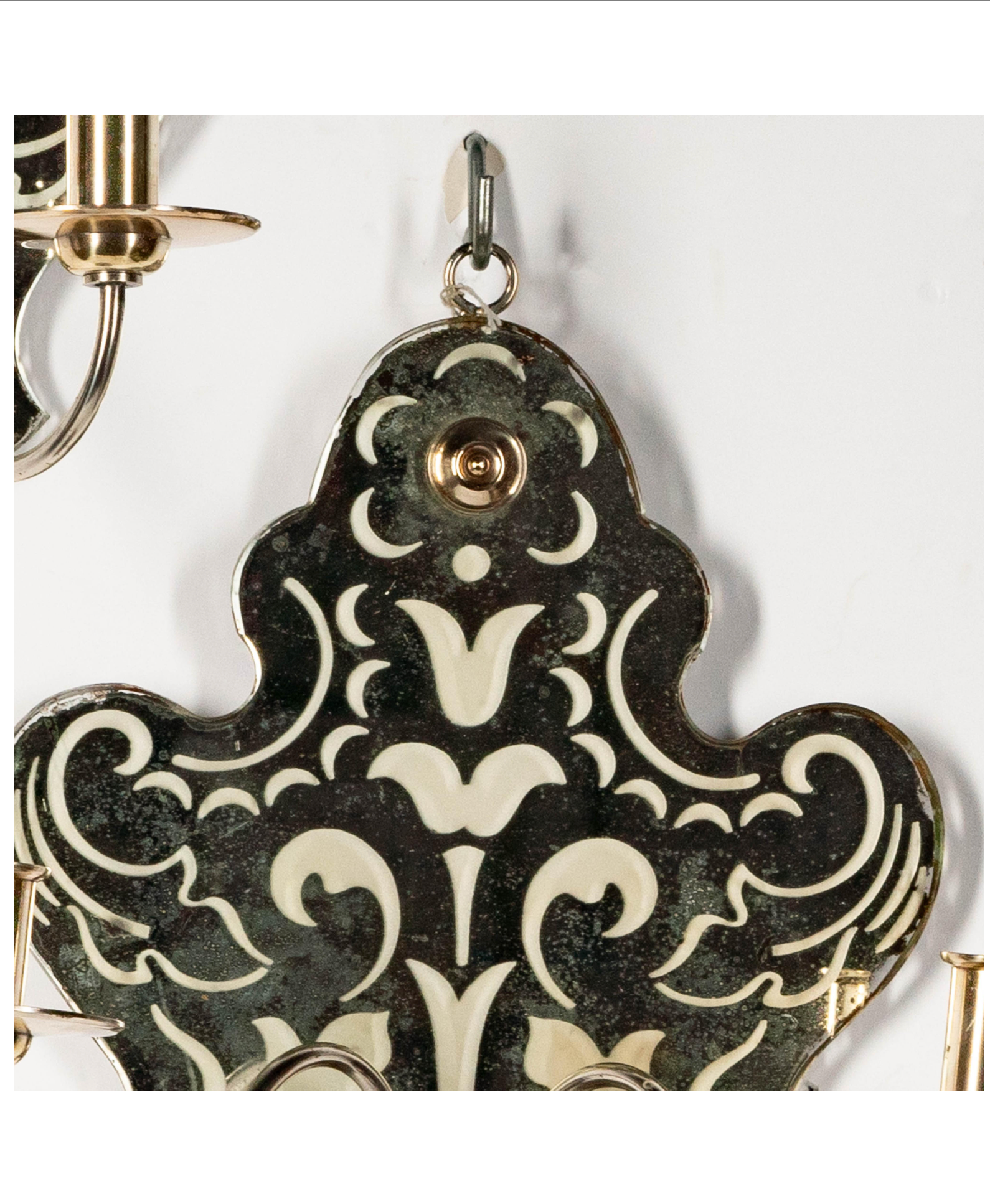 AL3-010: Mid 20th Century Etched Mirror Back Wall Sconces