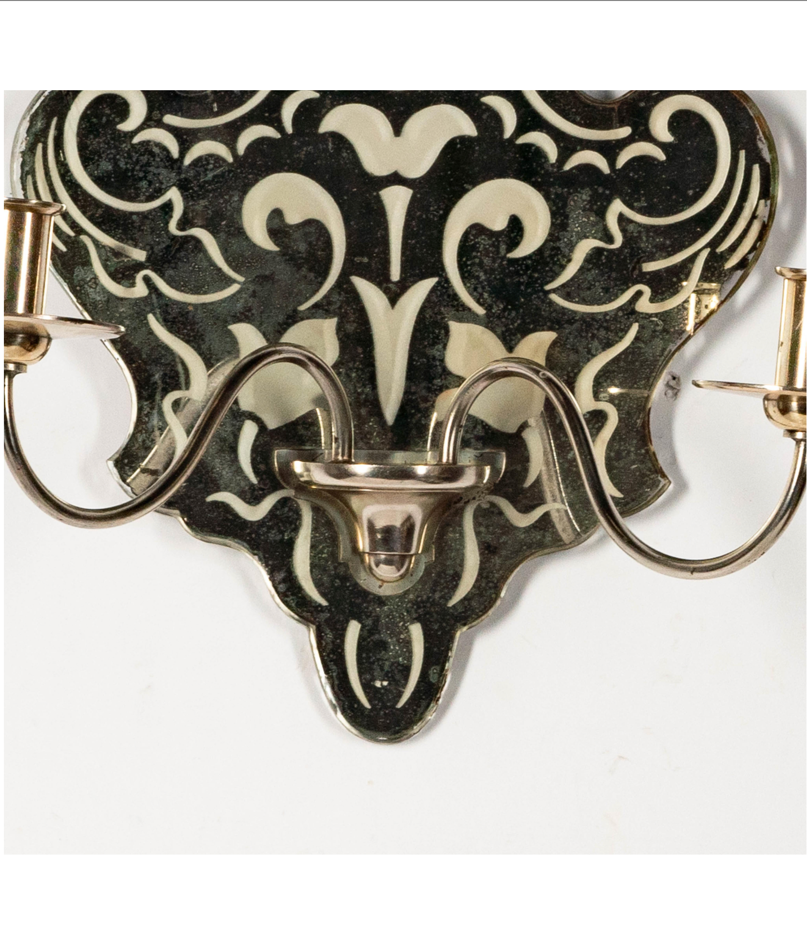 AL3-010: Mid 20th Century Etched Mirror Back Wall Sconces