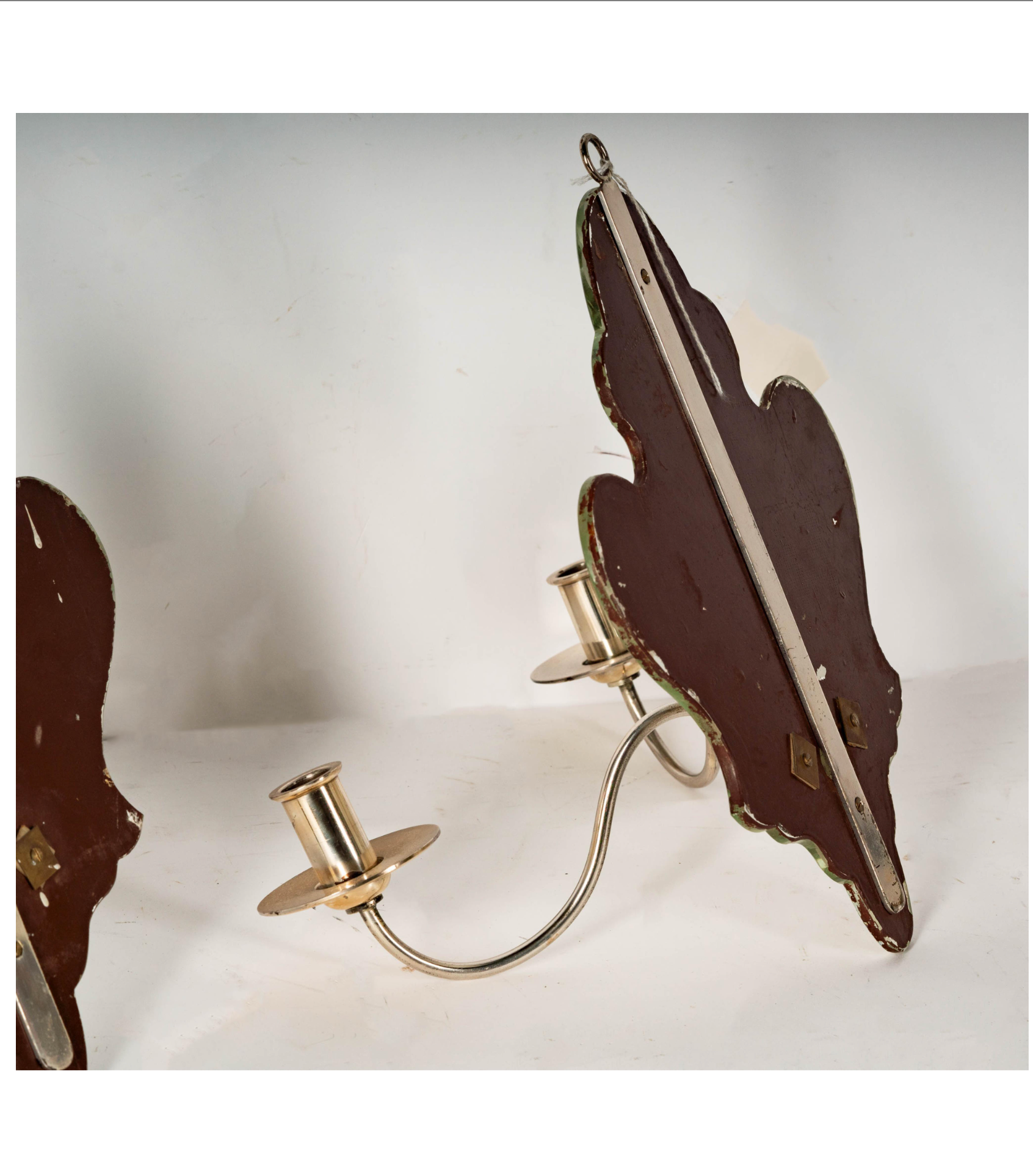 AL3-010: Mid 20th Century Etched Mirror Back Wall Sconces