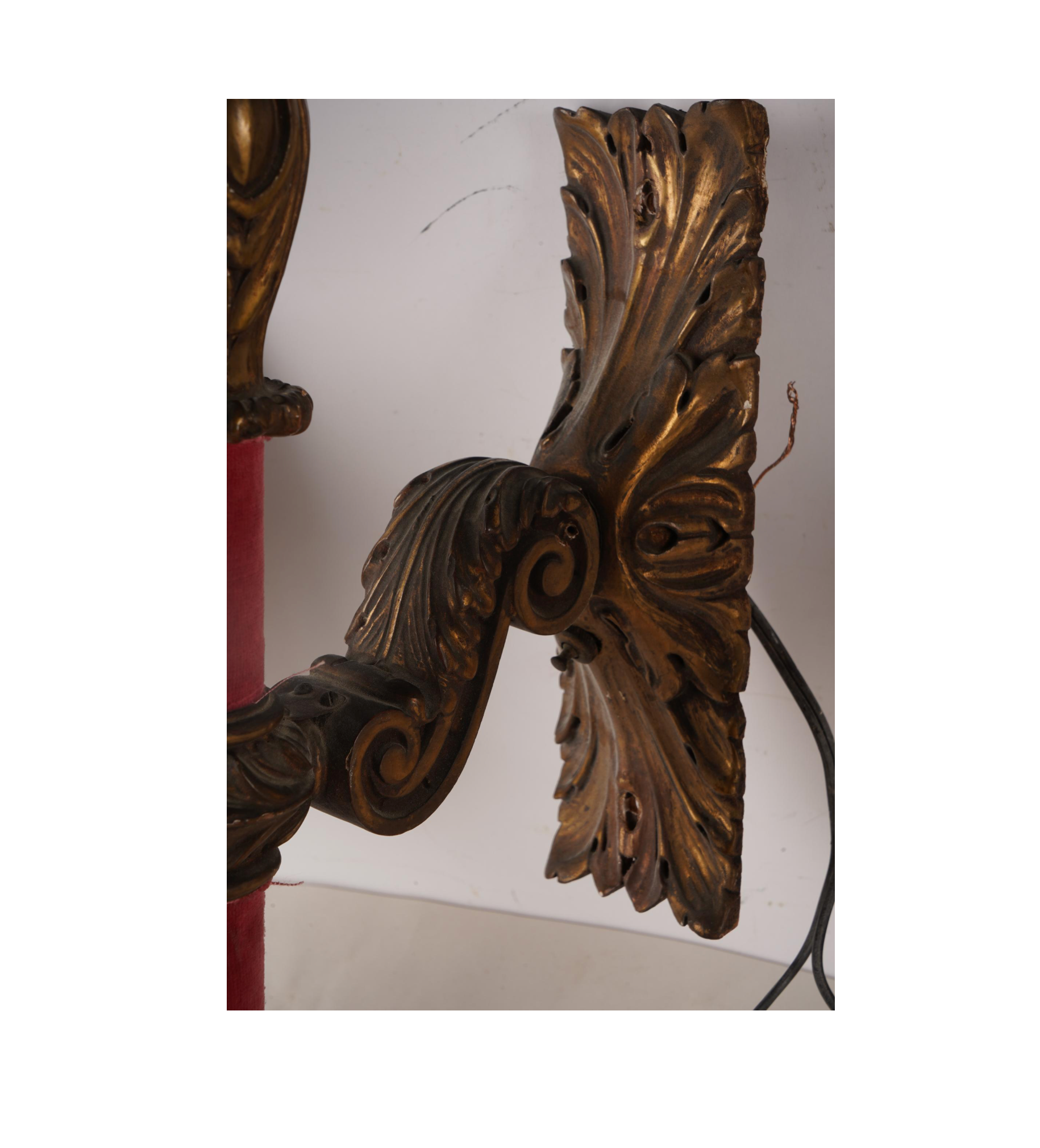 AL3-004: ANTIQUE SET OF FOUR EARLY 20TH CENTURY CARVED & GILT WOOD TORCHIERE SCONCES