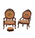 His & Hers Pair Carved Walnut Victorian  Parlor Chairs | Work of Man