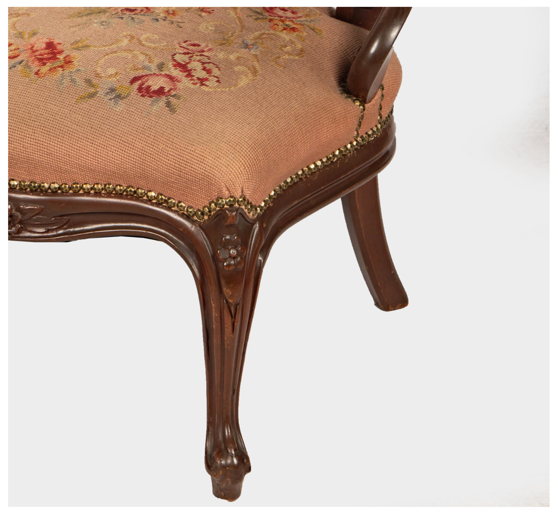 AF2-429: Antique His & Hers Pair Carved Walnut Victorian Style Parlor Chairs Early 20th Century