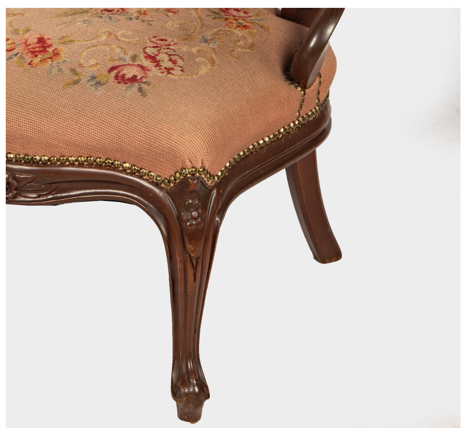 AF2-429: Antique His & Hers Pair Carved Walnut Victorian Style Parlor Chairs Early 20th Century