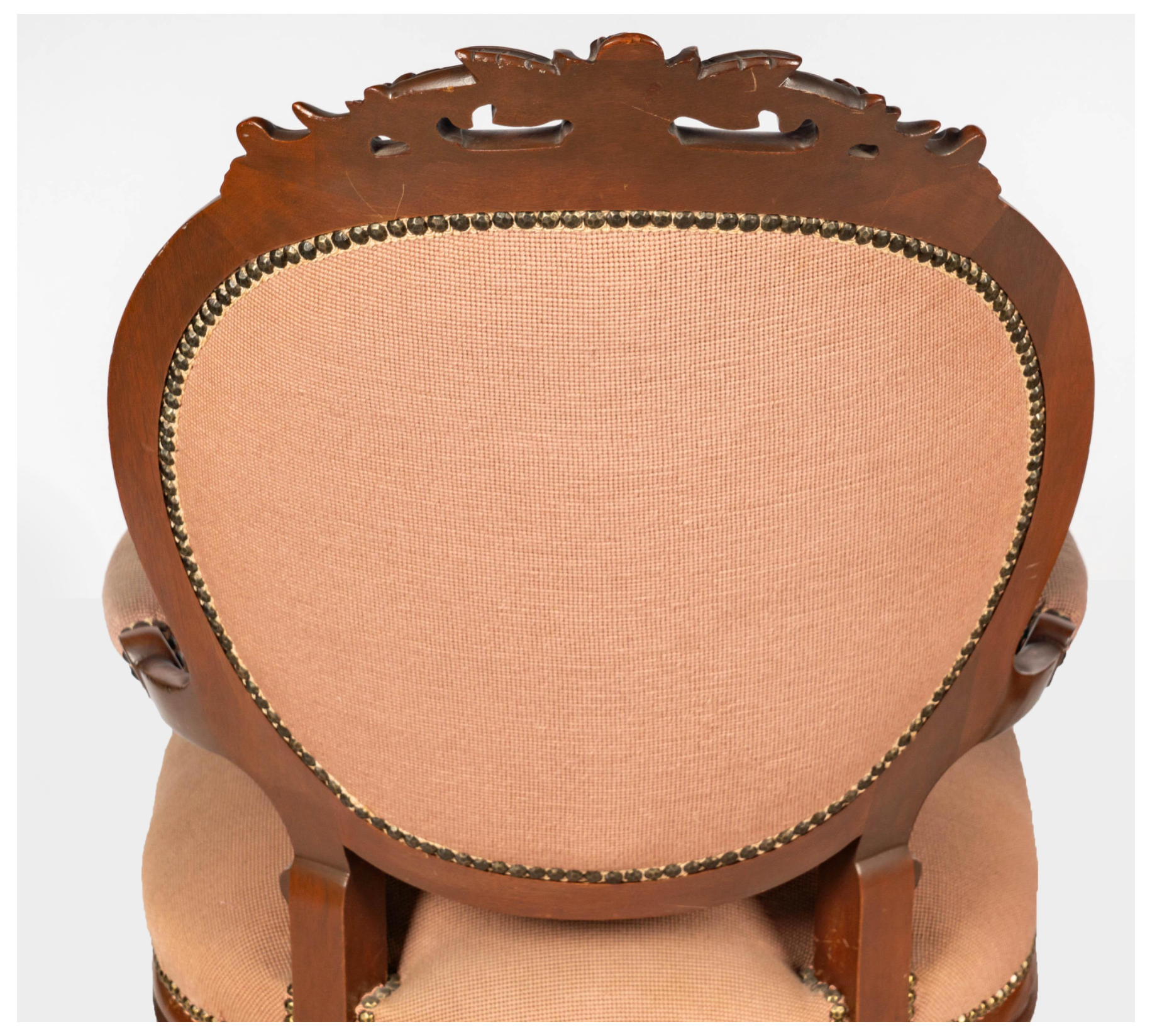 AF2-429: Antique His & Hers Pair Carved Walnut Victorian Style Parlor Chairs Early 20th Century