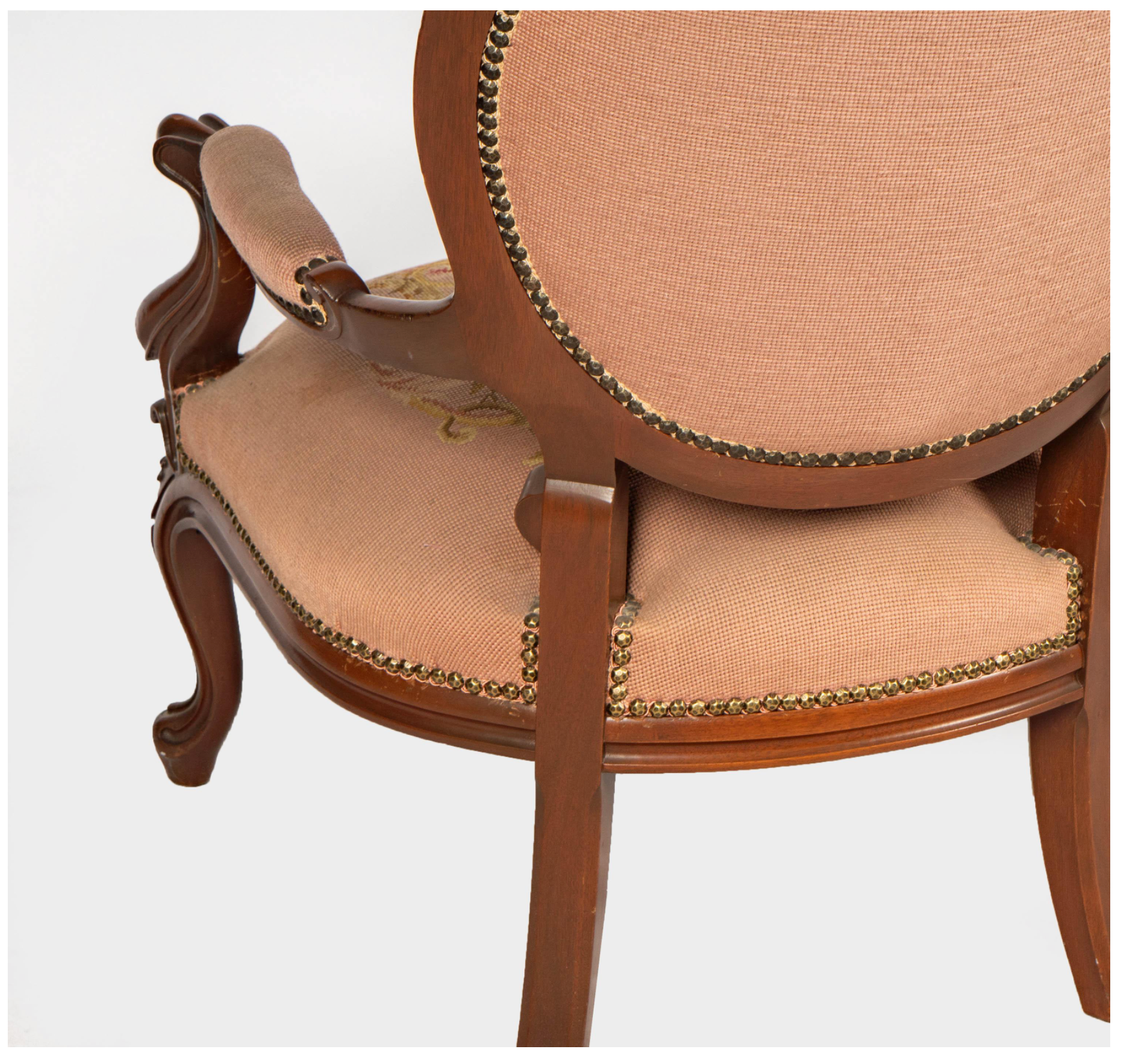 AF2-429: Antique His & Hers Pair Carved Walnut Victorian Style Parlor Chairs Early 20th Century