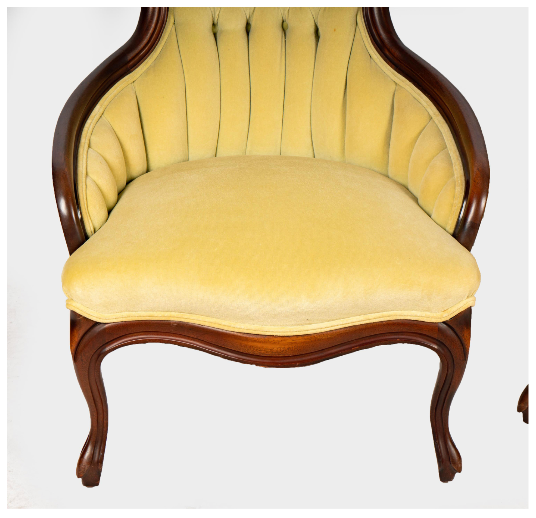 AF2-428: His & Hers Pair Carved Walnut Victorian Parlor Chairs Mid 19th Century