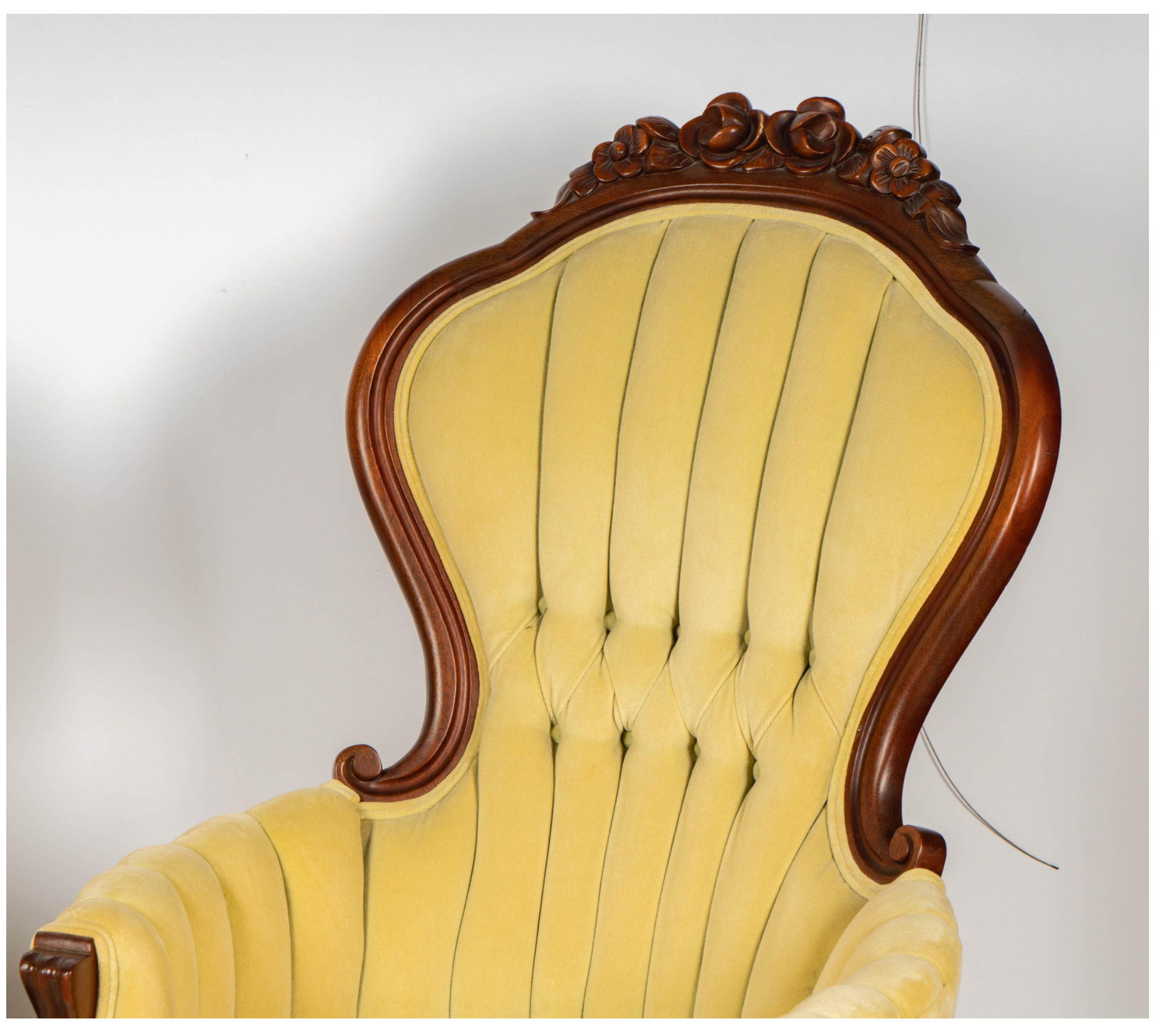 AF2-428: His & Hers Pair Carved Walnut Victorian Parlor Chairs Mid 19th Century