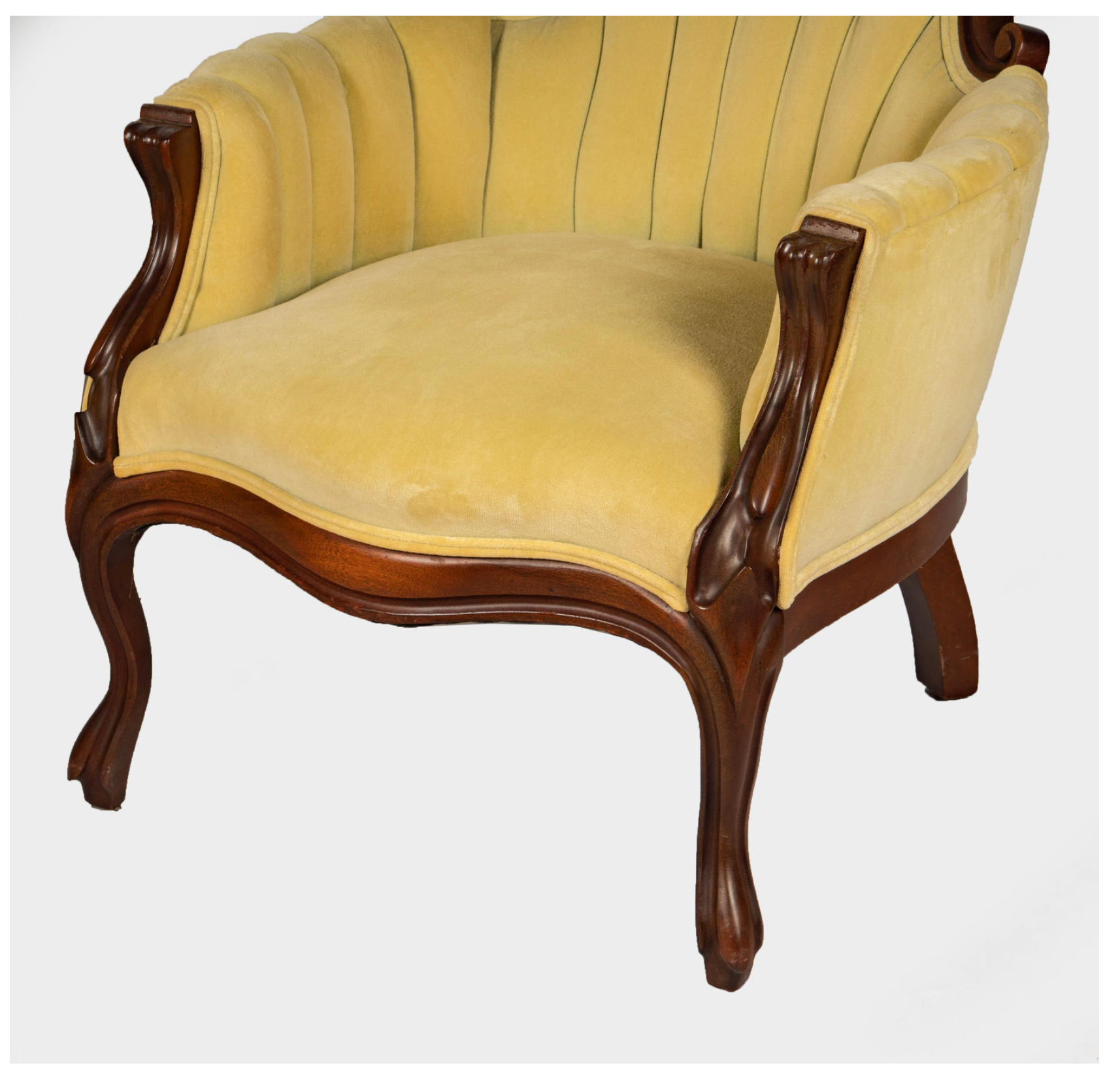 AF2-428: His & Hers Pair Carved Walnut Victorian Parlor Chairs Mid 19th Century