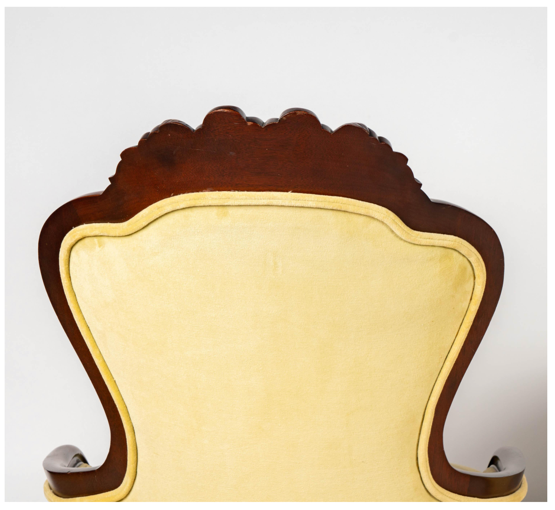 AF2-428: His & Hers Pair Carved Walnut Victorian Parlor Chairs Mid 19th Century