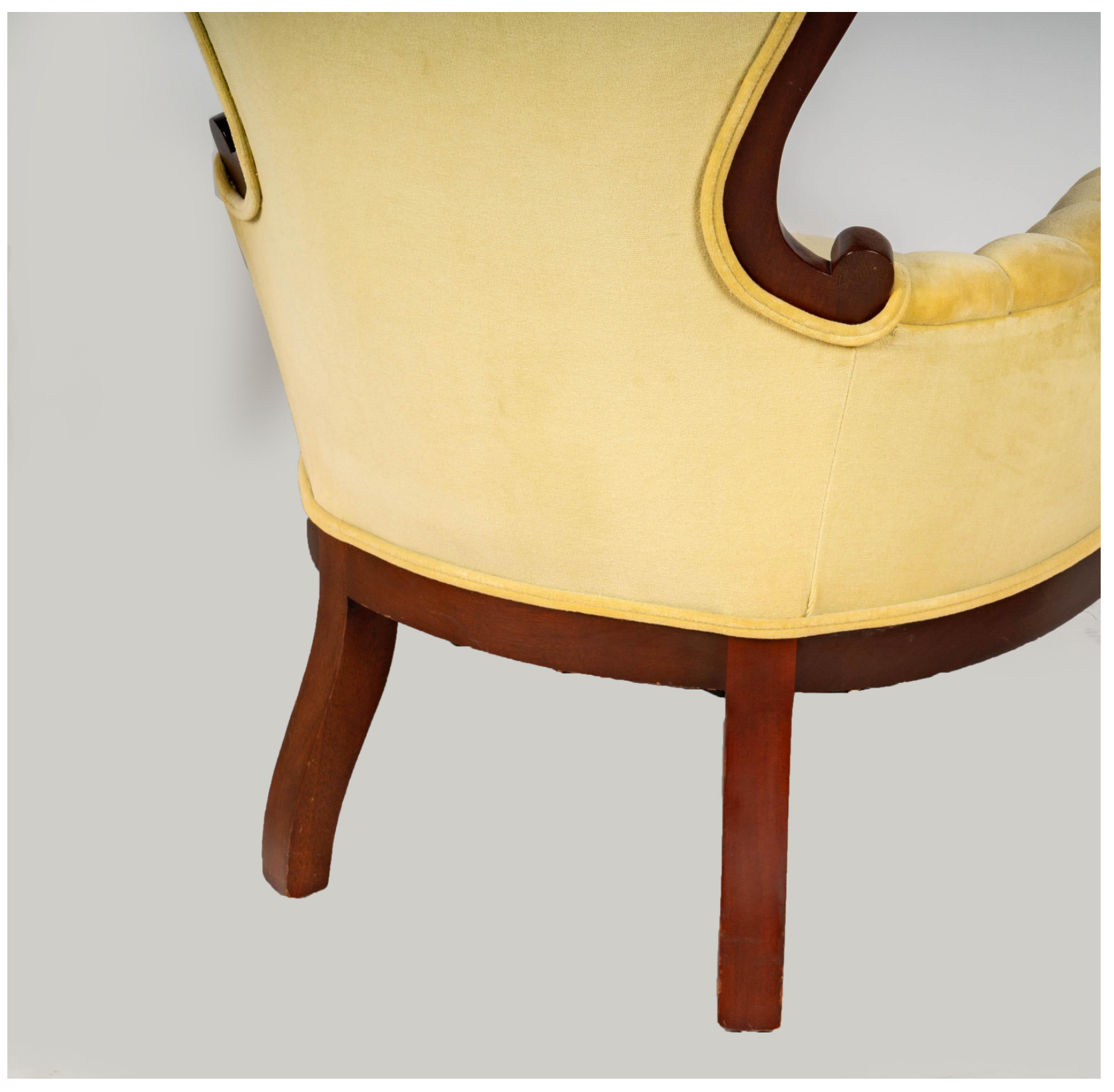 AF2-428: His & Hers Pair Carved Walnut Victorian Parlor Chairs Mid 19th Century