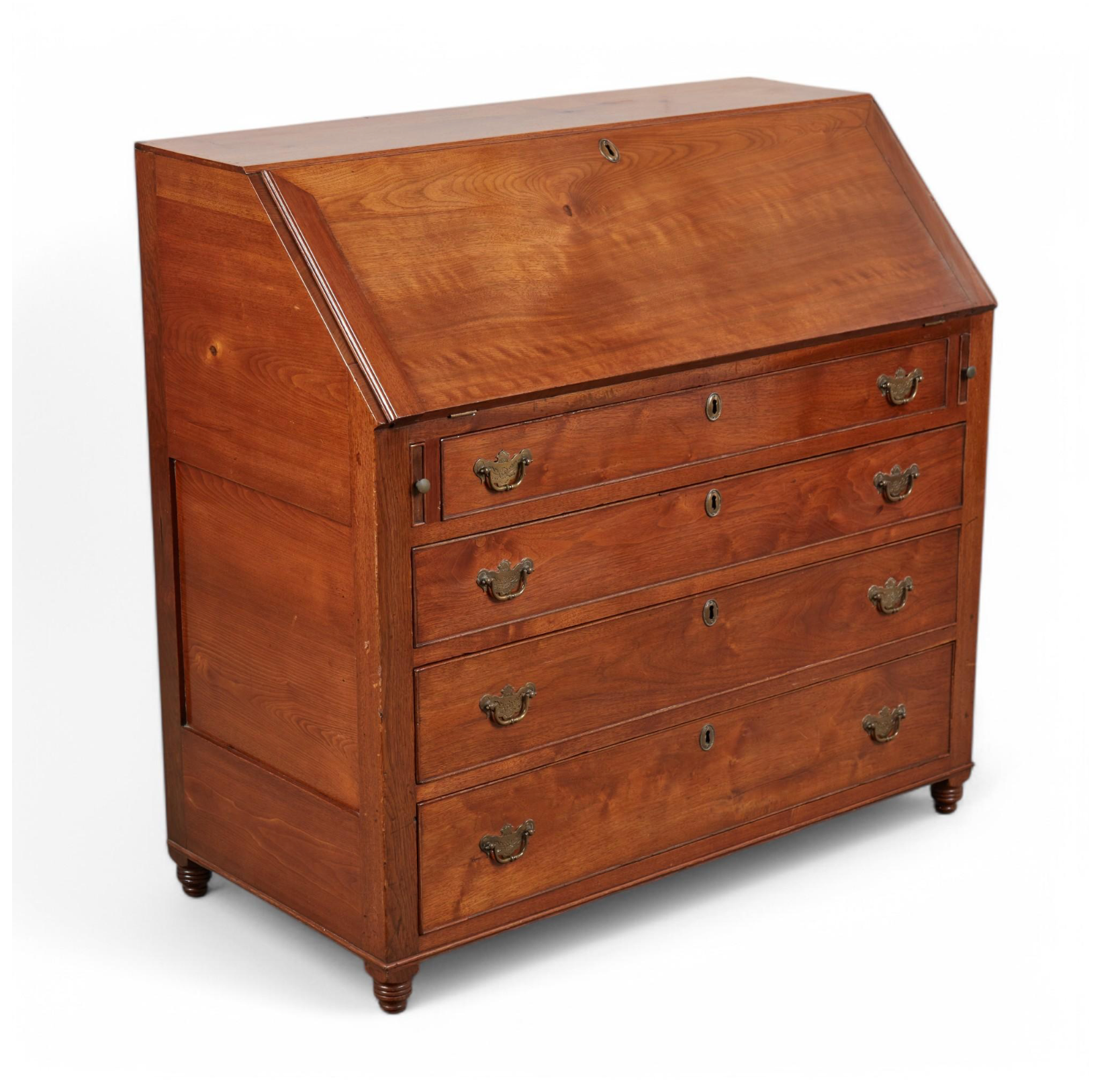 AF5-186: Antique American Federal Walnut Slant Front Desk Late 18th Century