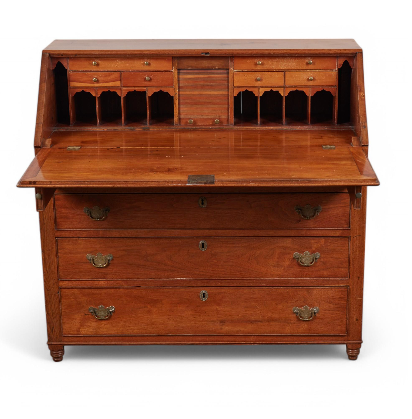 AF5-186: Antique American Federal Walnut Slant Front Desk Late 18th Century