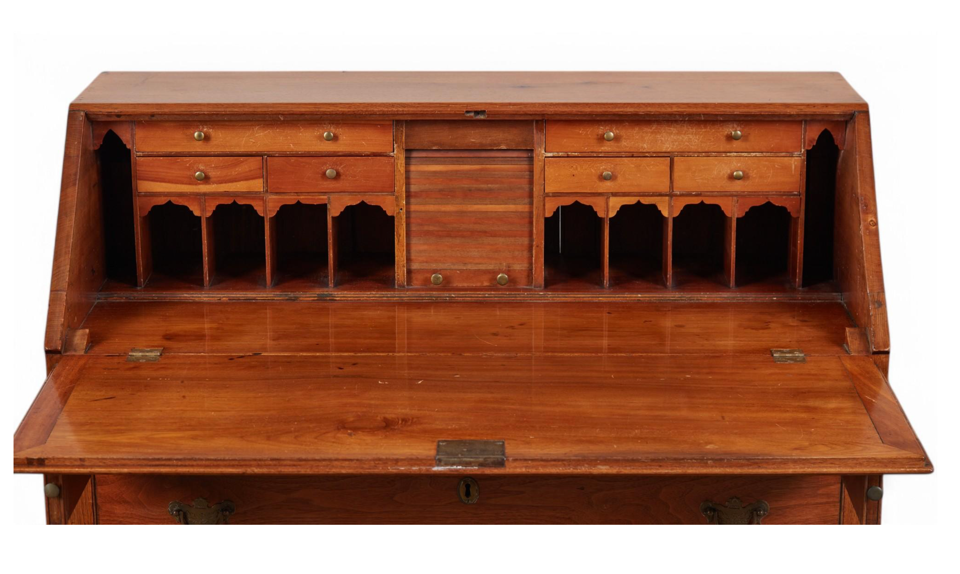 AF5-186: Antique American Federal Walnut Slant Front Desk Late 18th Century