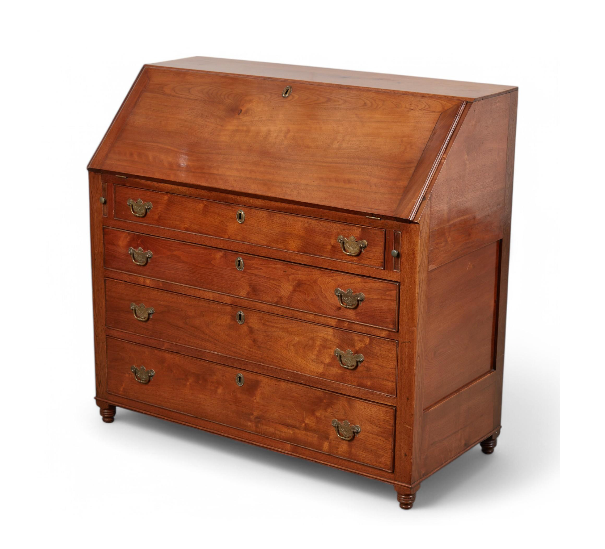 AF5-186: Antique American Federal Walnut Slant Front Desk Late 18th Century