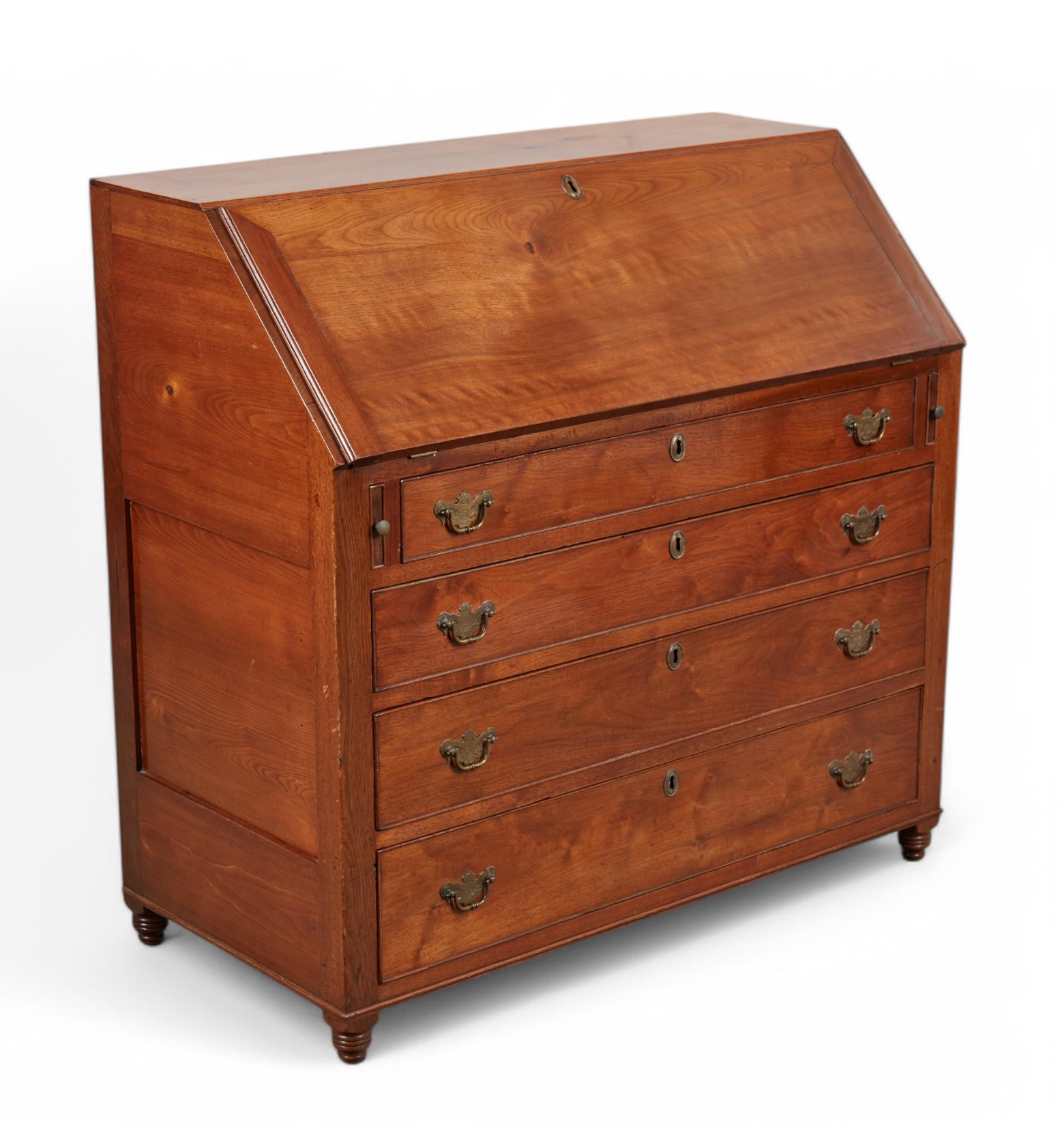 AF5-186: Antique American Federal Walnut Slant Front Desk Late 18th Century