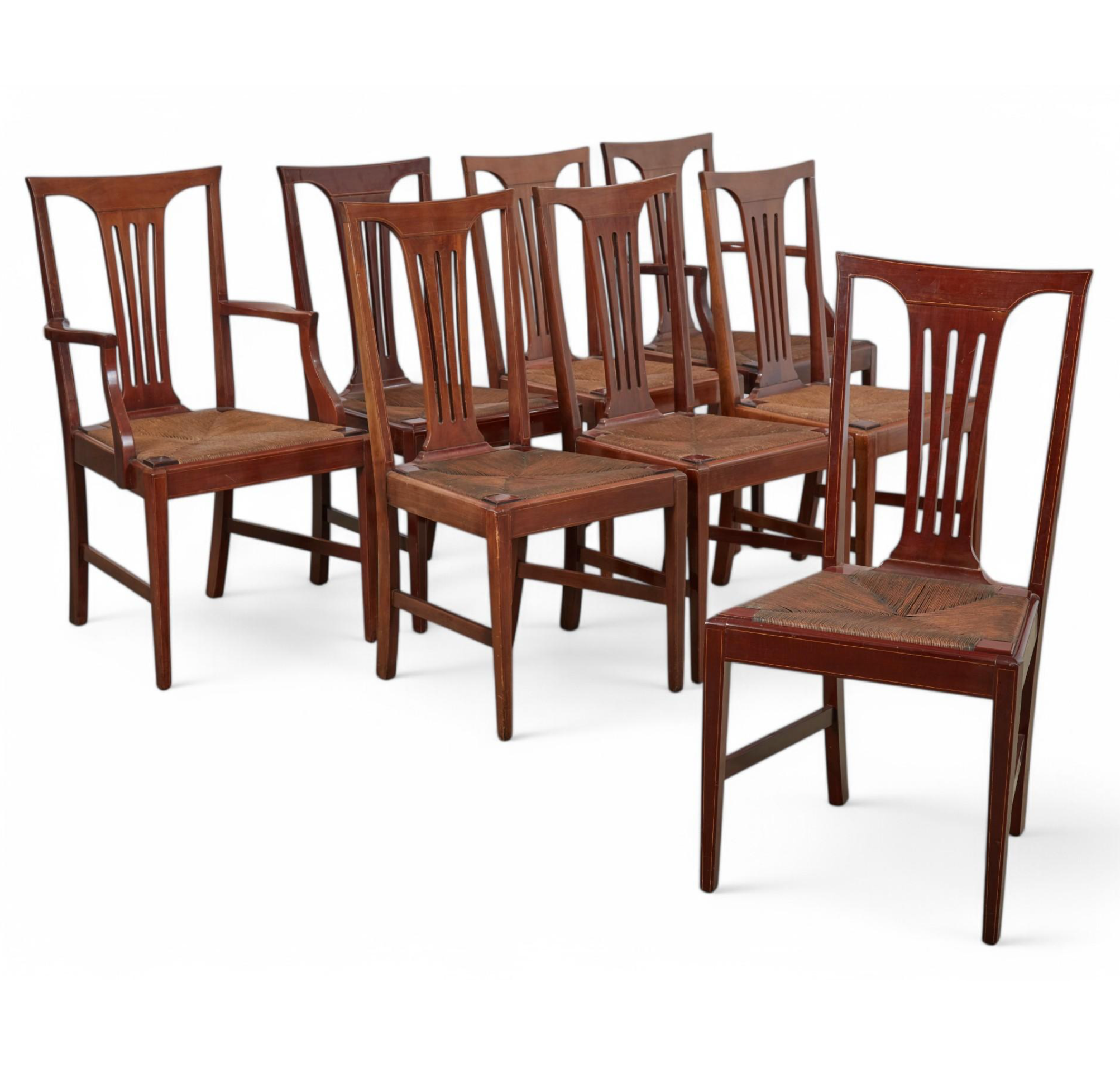 Antique Set of Eight American Federal Mahogany Dining Chairs Early 19th Century | Work of Man