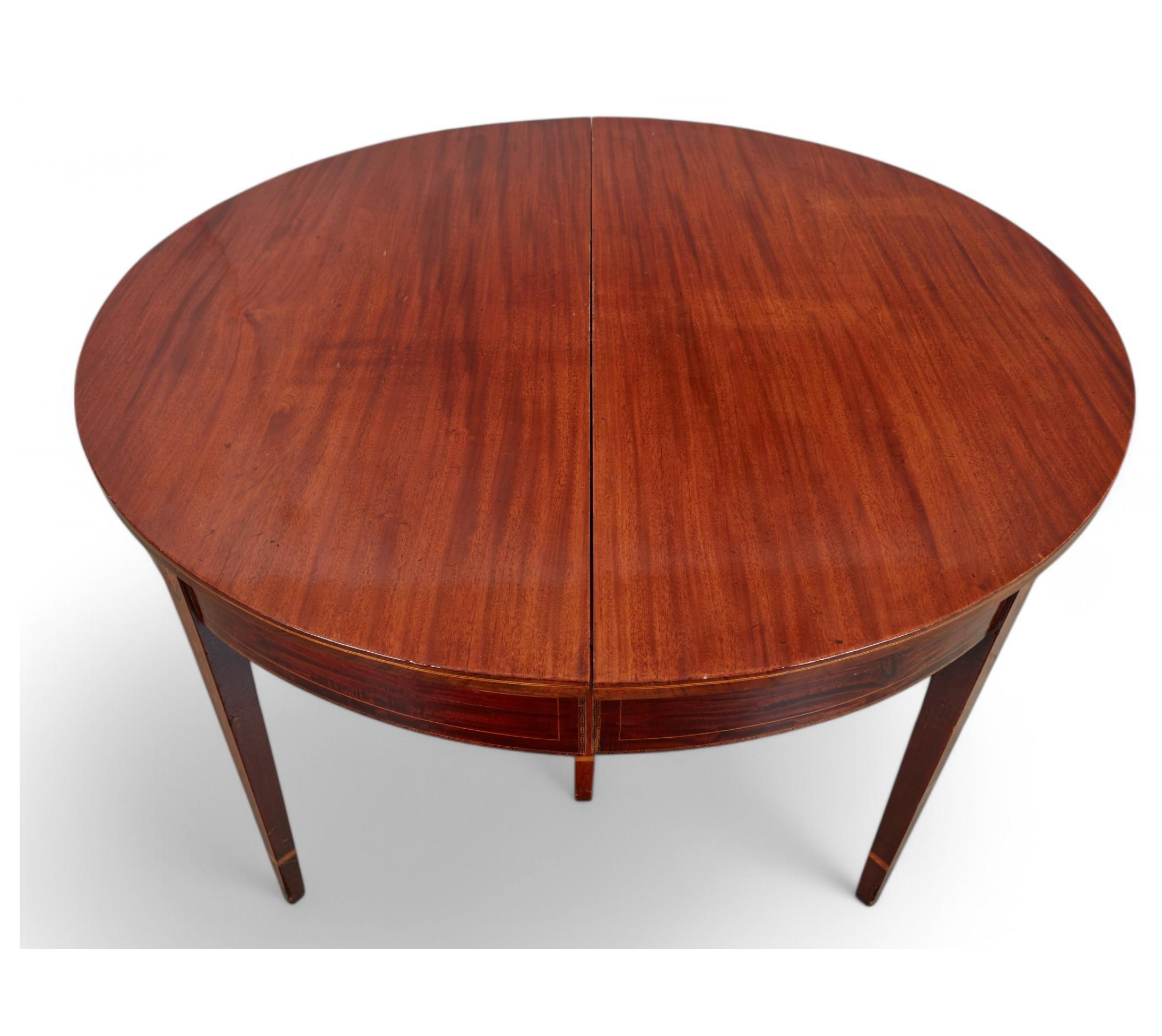 AF1-420: Antique American Federal Inlaid Mahogany Round Extension Dining Table Early 19th Century