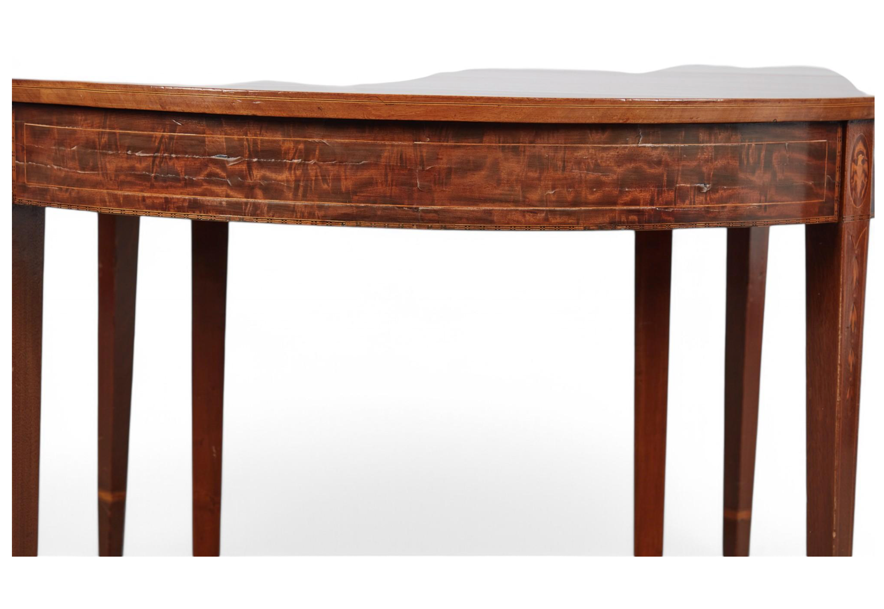 AF1-420: Antique American Federal Inlaid Mahogany Round Extension Dining Table Early 19th Century