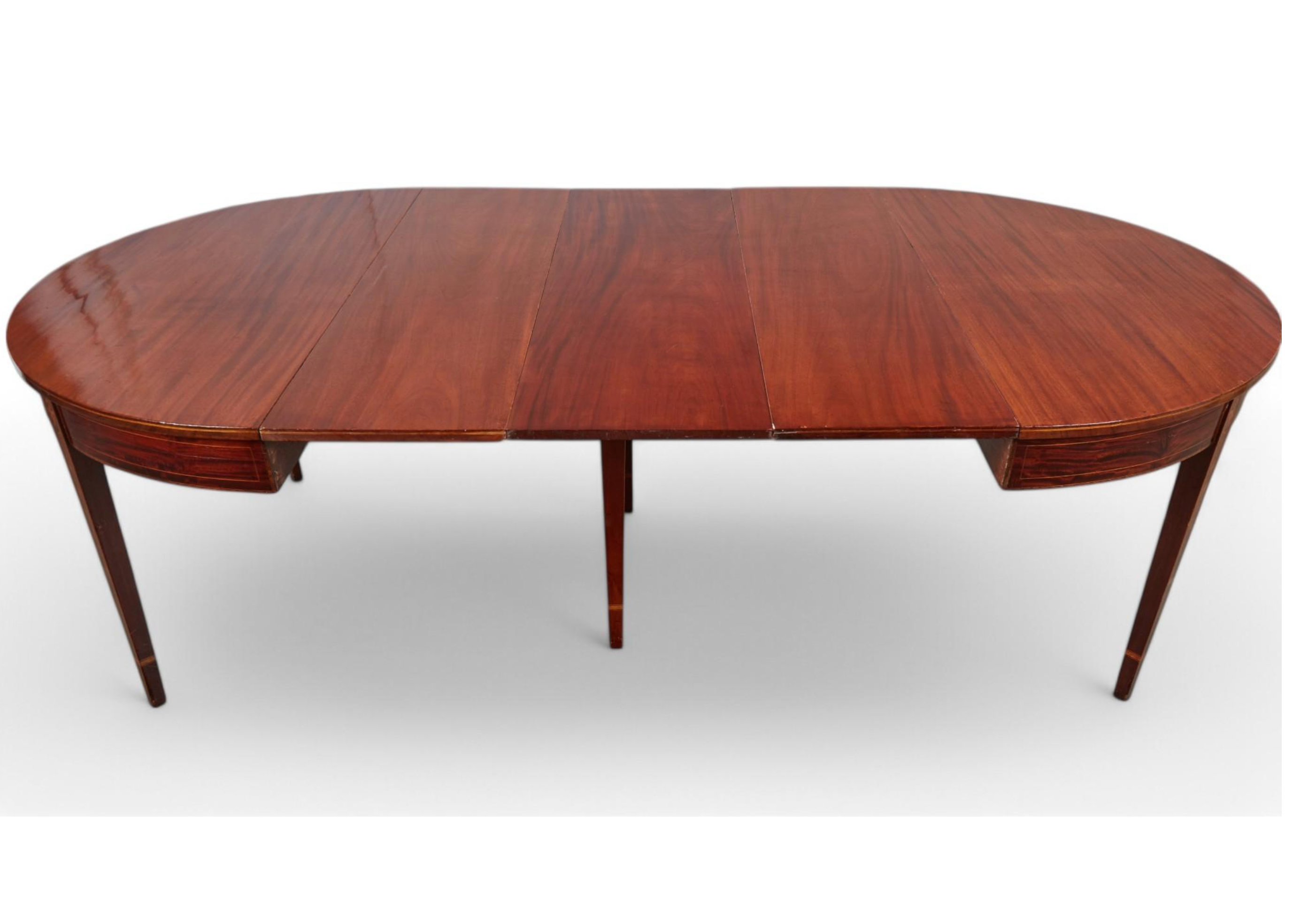 AF1-420: Antique American Federal Inlaid Mahogany Round Extension Dining Table Early 19th Century