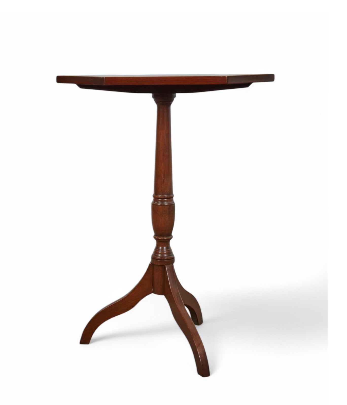 AF1-419: Antique American Federal Inlaid Walnut Tilt Top Candle Stand Early 19th Century