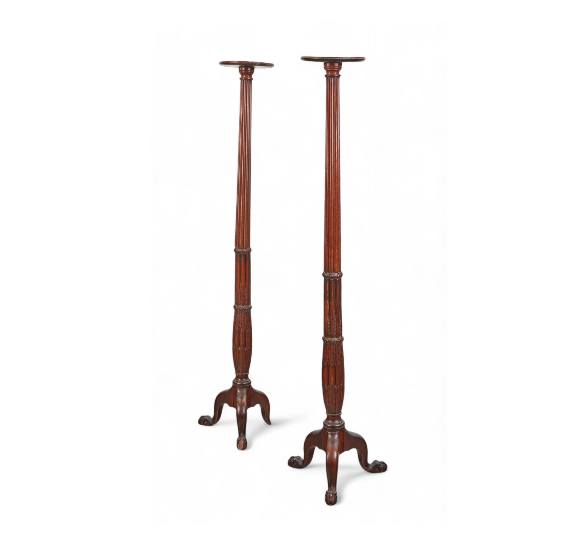 Antique Pair of George II English Mahogany Tall Pedestals Late 19th Century | Work of Man