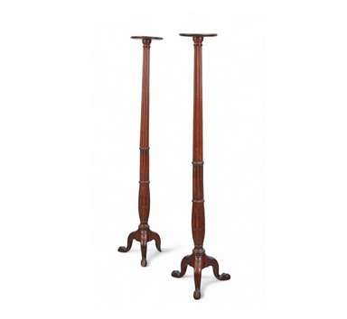 Antique Pair of George II English Mahogany Tall Pedestals Late 19th Century | Work of Man