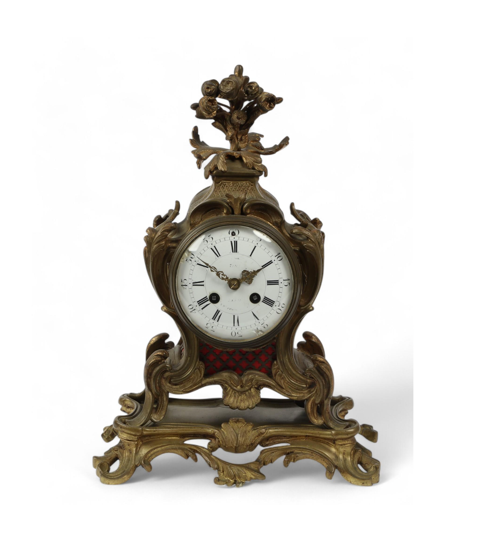 TK2-006: Antique Louis XV Bronze Mantle Clock S. Marti Late 19th Century