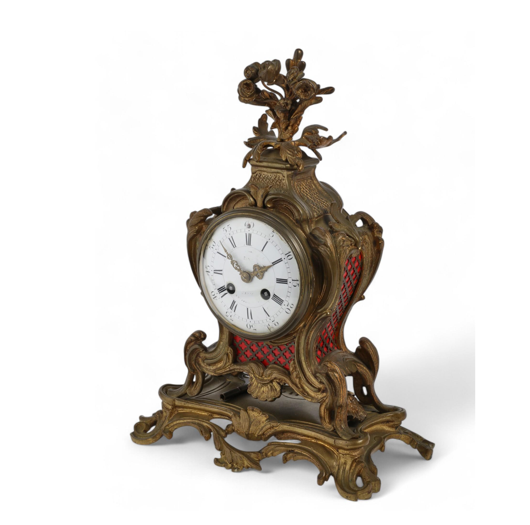 TK2-006: Antique Louis XV Bronze Mantle Clock S. Marti Late 19th Century