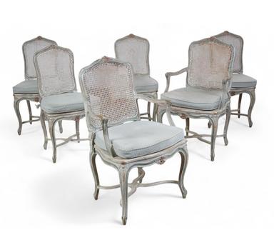 Antique Set of Six Louis XV Provincial Caned Dining Chairs Late 18th Century | Work of Man