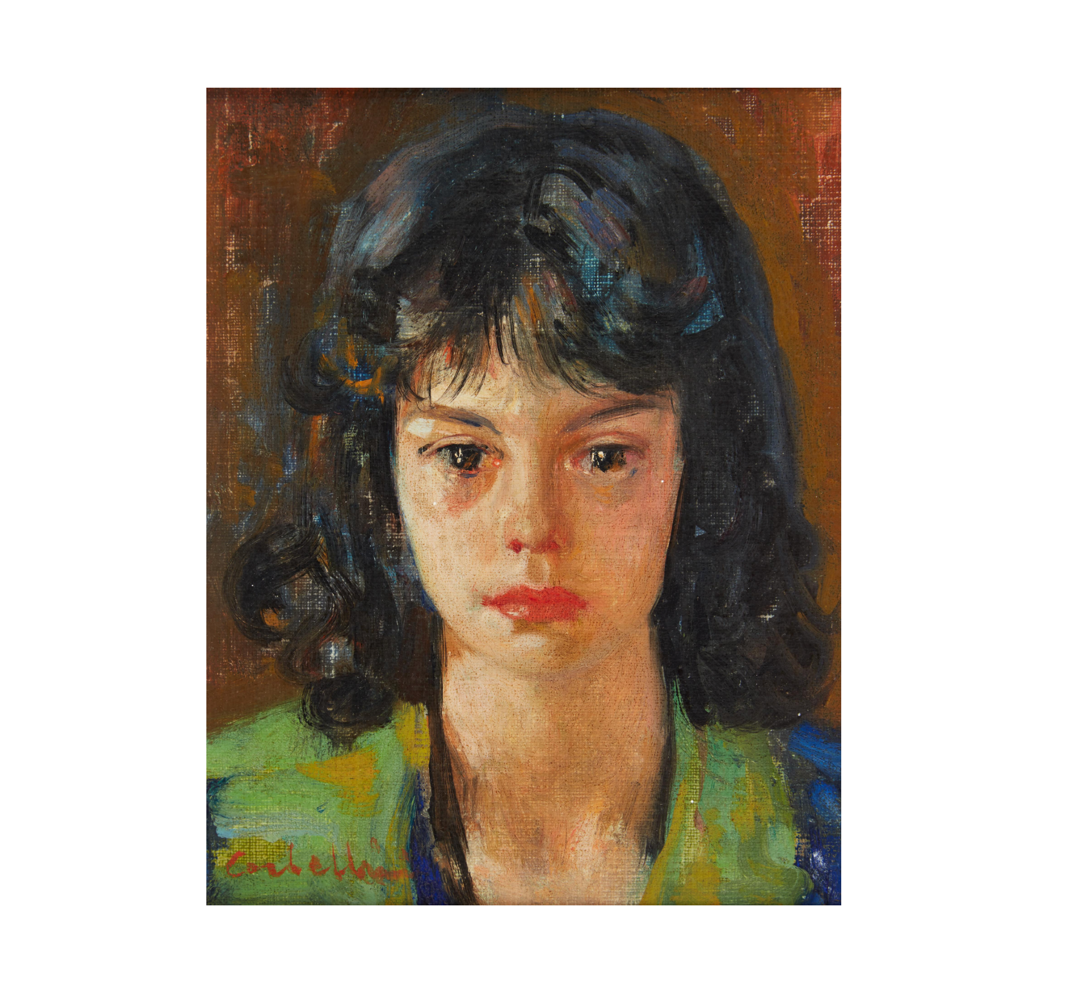 AW928: Luigi Corbellini Portrait of a Woman Oil on Canvas Painting