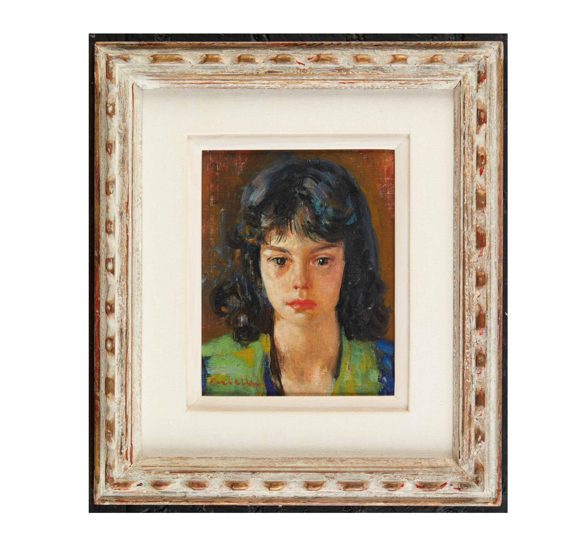 AW928: Luigi Corbellini Portrait of a Woman Oil on Canvas Painting