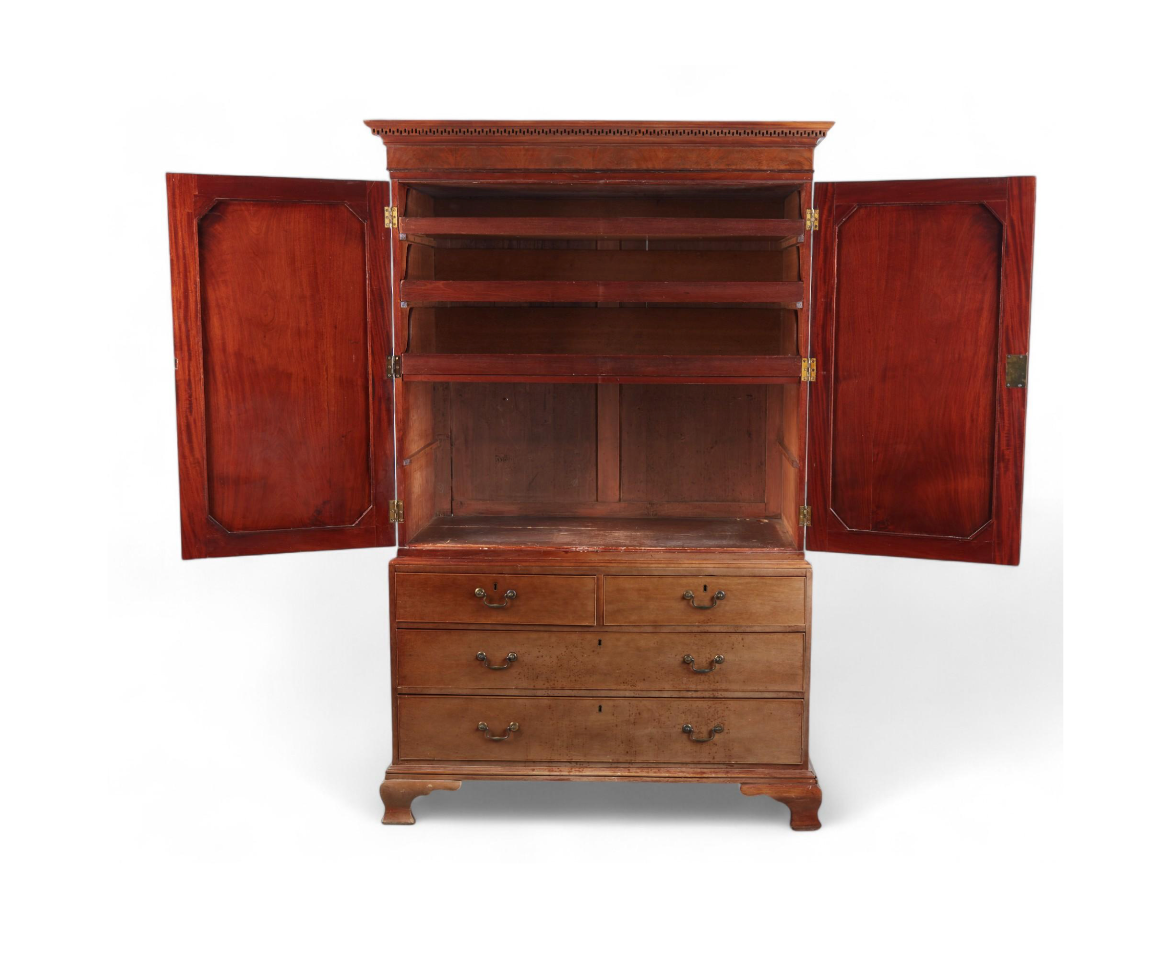 AF4-375: Antique George III Mahogany Linen Press Late 18th Century