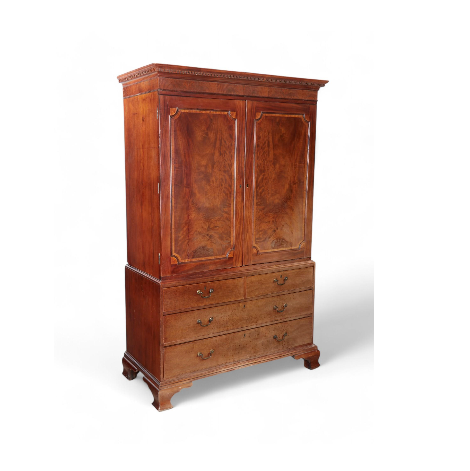 AF4-375: Antique George III Mahogany Linen Press Late 18th Century