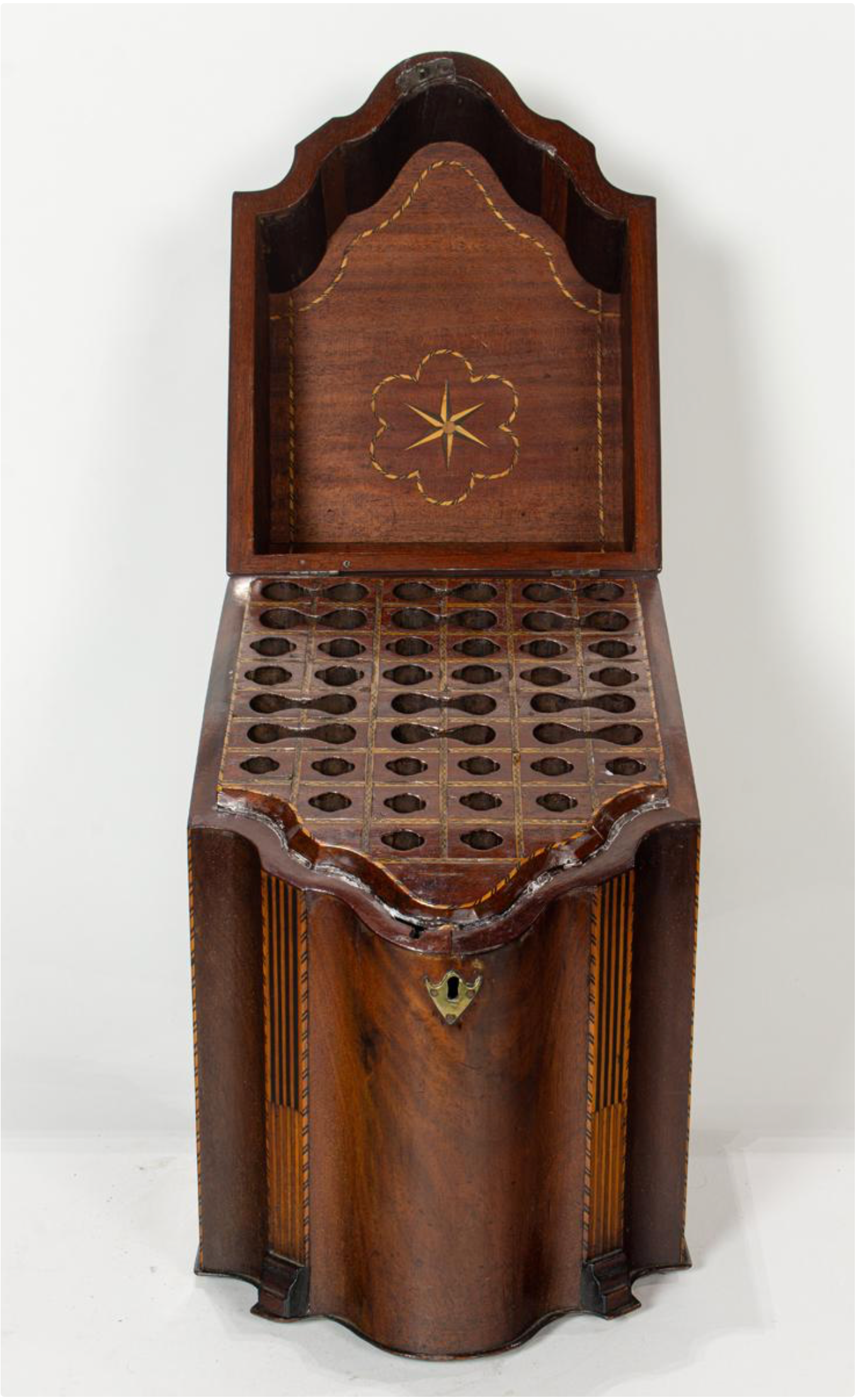 DA6-010: Antique English Georgian Inlaid Knife Box Late 18th Century