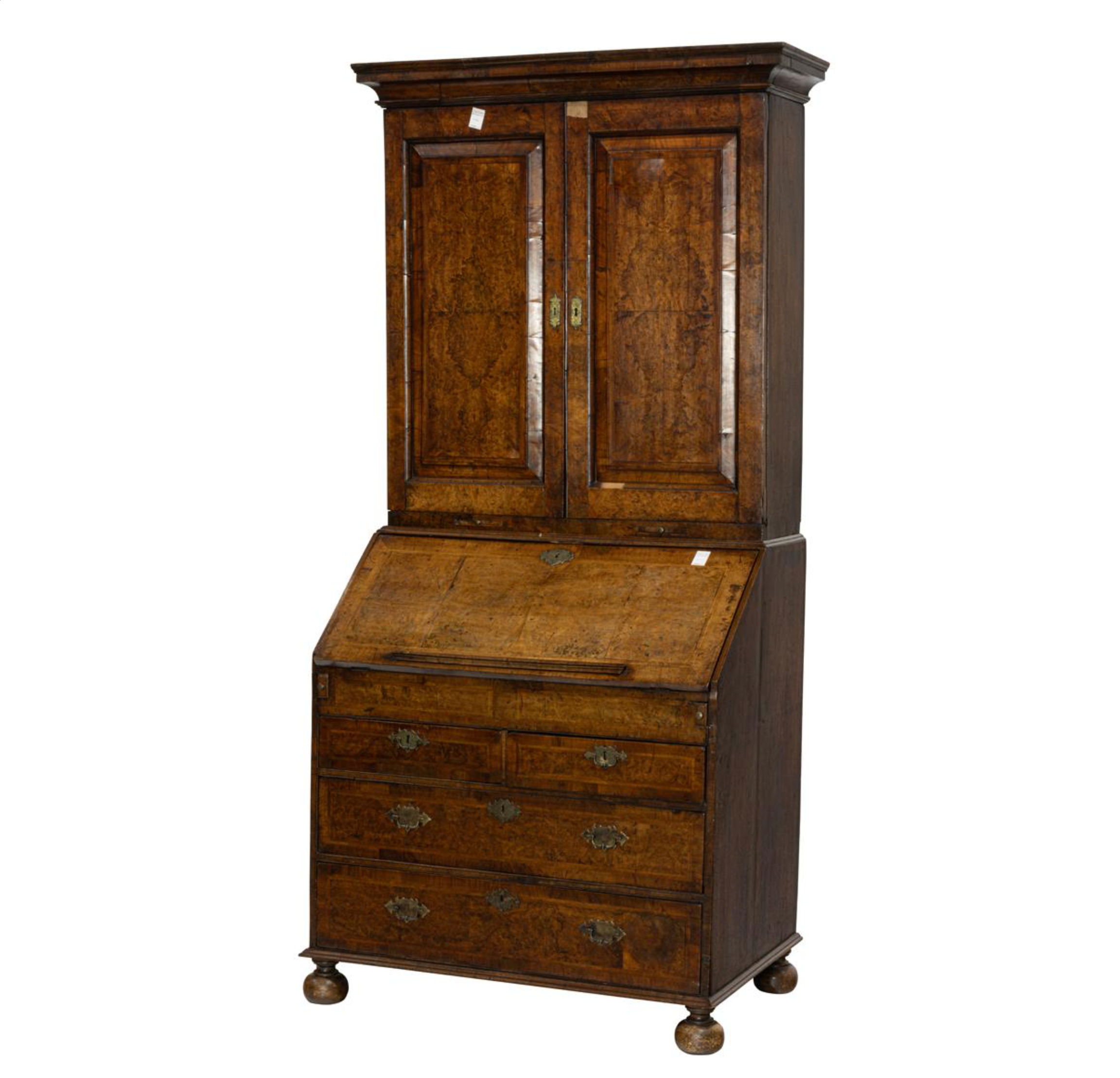Antique George II Burl Walnut Secretary Bookcase Mid 18th Century | Work of Man