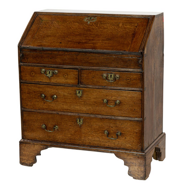 Antique George III Quarter Sawn Oak Slant Front Desk Late 18th Century | Work of Man