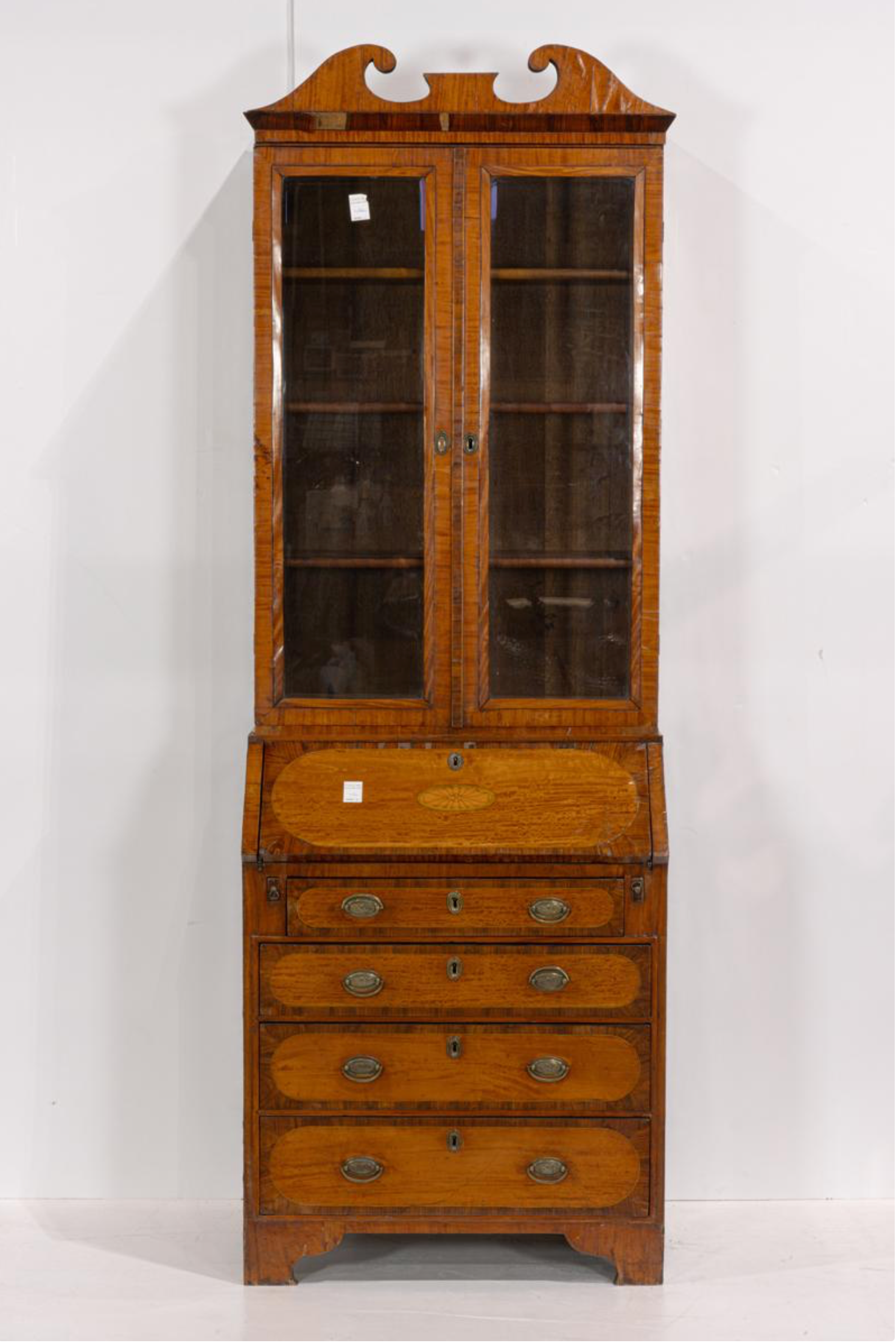 AF5-048: Antique American Federal Satinwood Inlay Secretary Late 18th Century