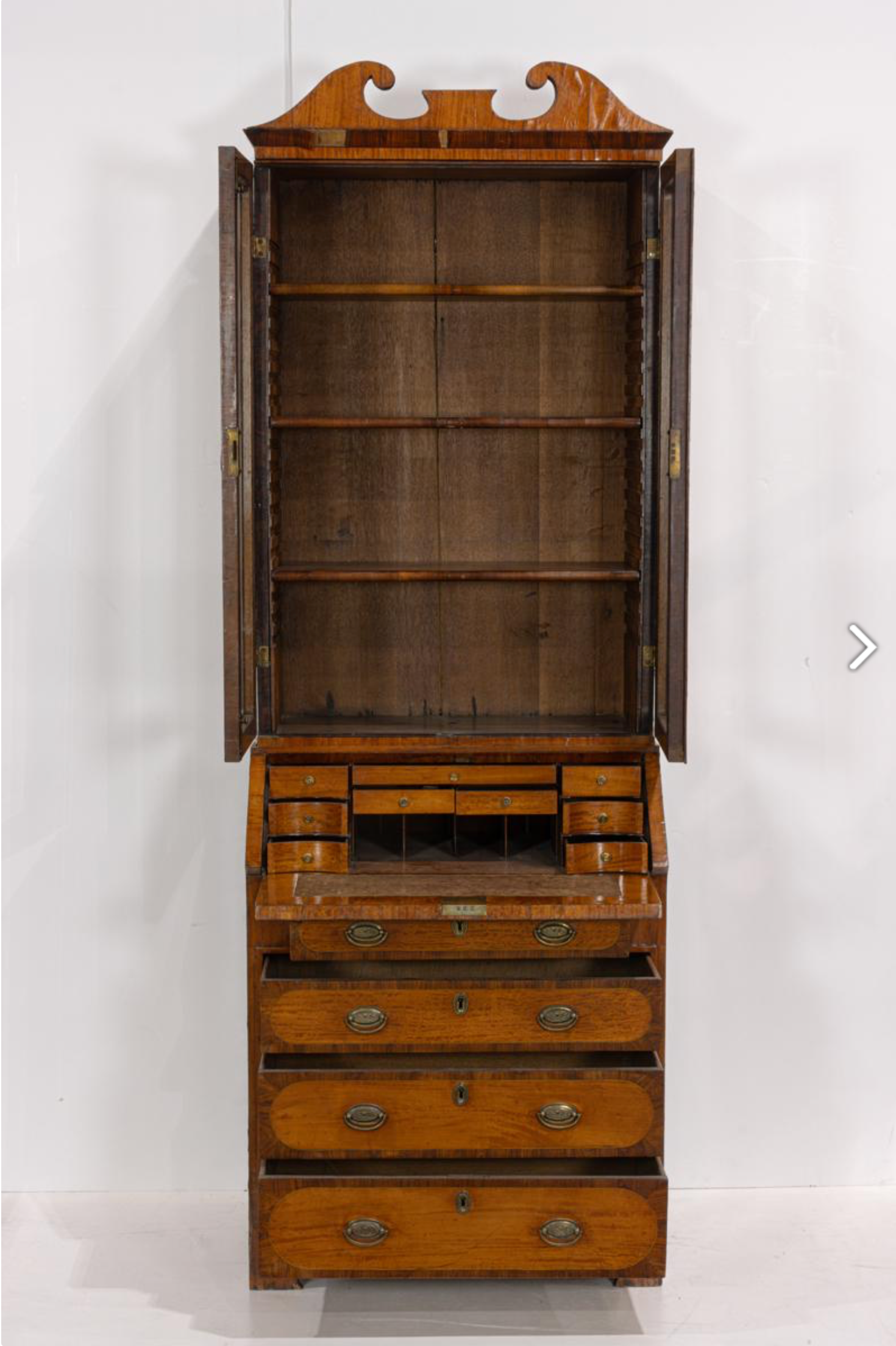 AF5-048: Antique American Federal Satinwood Inlay Secretary Late 18th Century