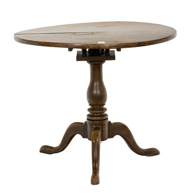 Antique George III Quarter Sawn Oak Tripod Table With Birdcage Late 18th Century | Work of Man