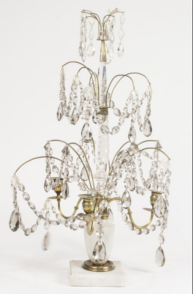 Antique George III Style Brass Cut Glass and Marble Girandole | Wok of Man