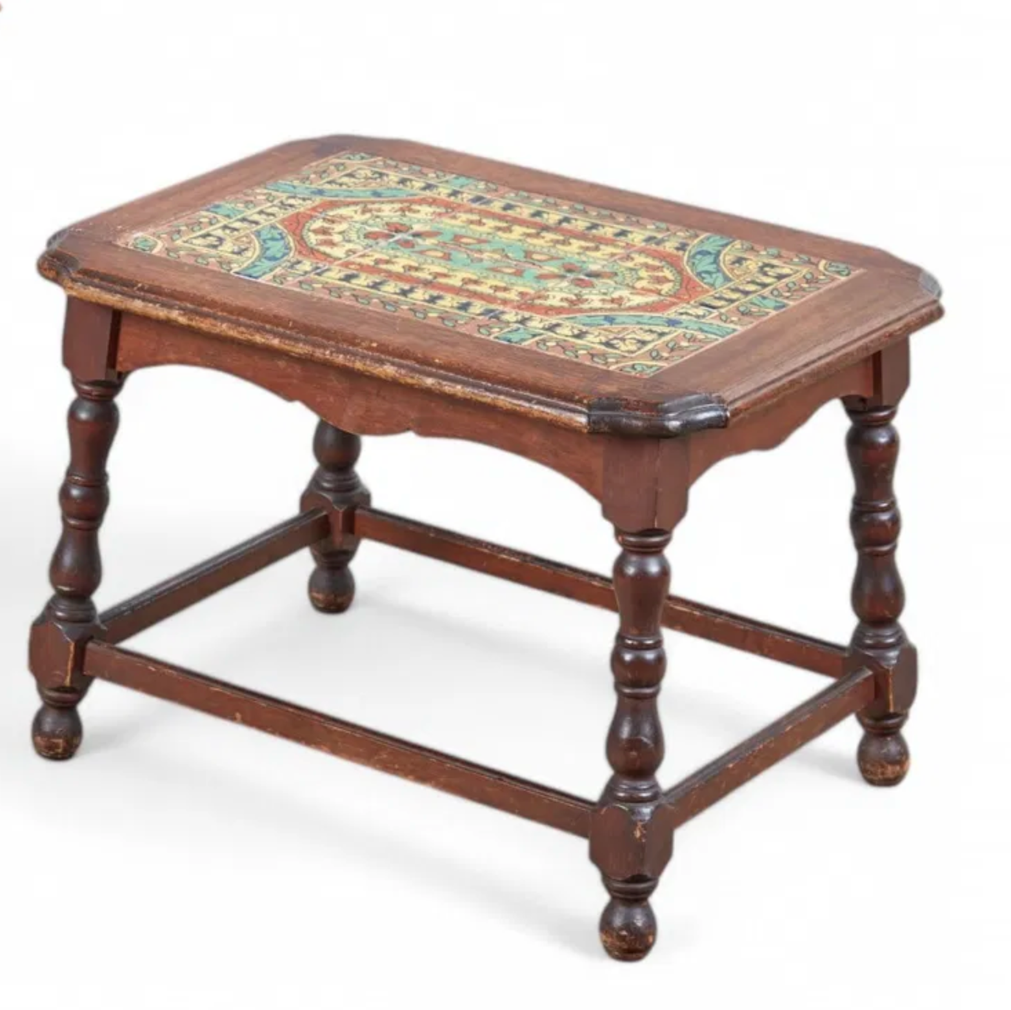 Antique American Arts & Crafts Tile Top Oak Table | Work of Man