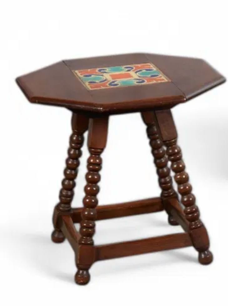 Antique American Arts & Crafts Tile Topped Side Table Circa 1900 | Work of Man