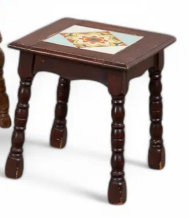 Antique American Arts & Crafts Tile Topped Side Table Circa 1900 | Work of Man