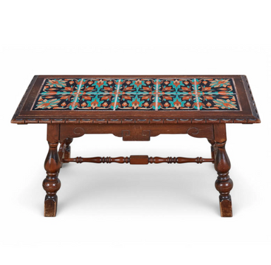 Antique American Arts & Crafts Tile Topped Oak Side Table Circa 1900 | Work of Man